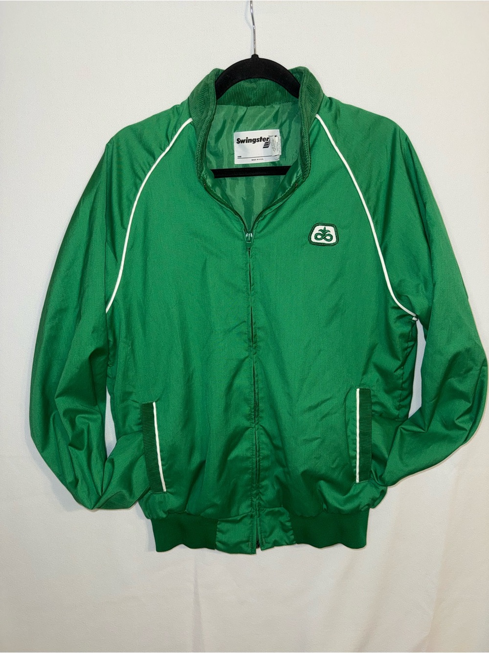 Vintage 80s Swingster Pioneer Green Windbreaker Zip Jacket in Medium Tall